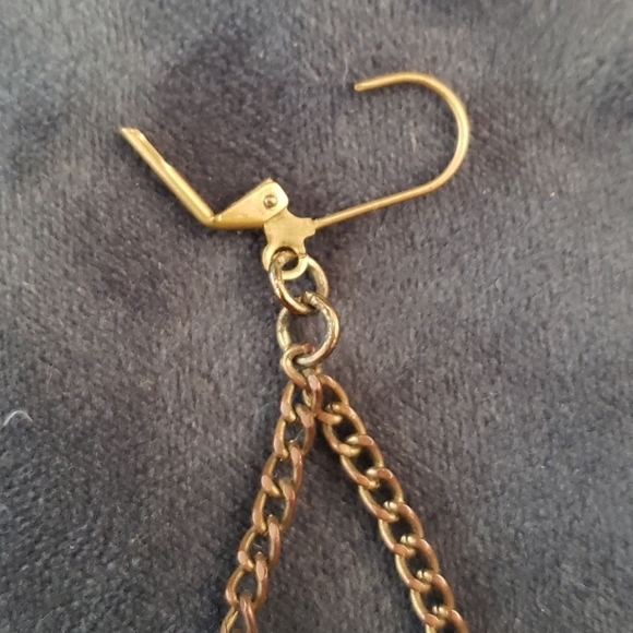 handmade | yellow faux snake skin geometric drop earrings - Picture 3 of 4